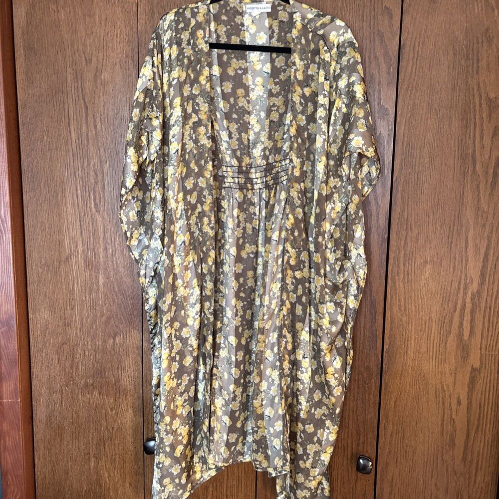 Anthropologie Kaftan Kimono Floral Yellow Anderson & Lauth India Beach Cover Up